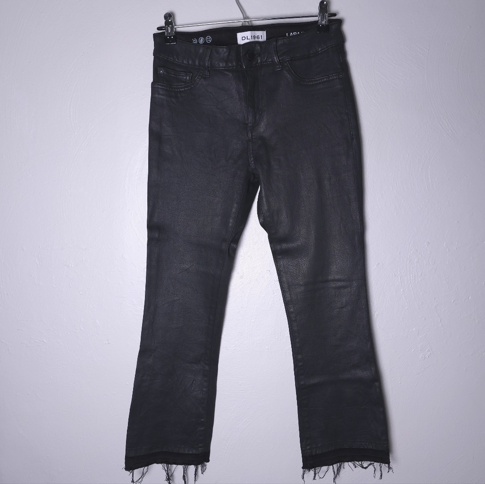 DL1961 Lara InstaSculpt Coated Flared Cropped Jeans
